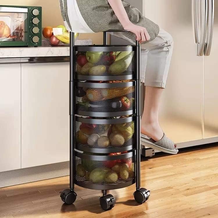 4 layer round shape kitchen rack